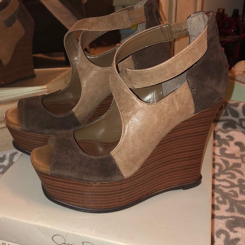 Brown Suede Wedges